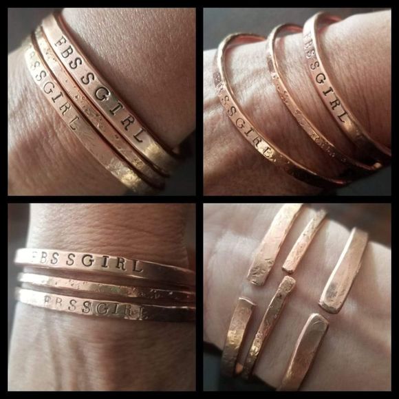 Set of 100 percent Raw copper cuffs, customizable with order. HAND FORGED - Picture 1 of 4